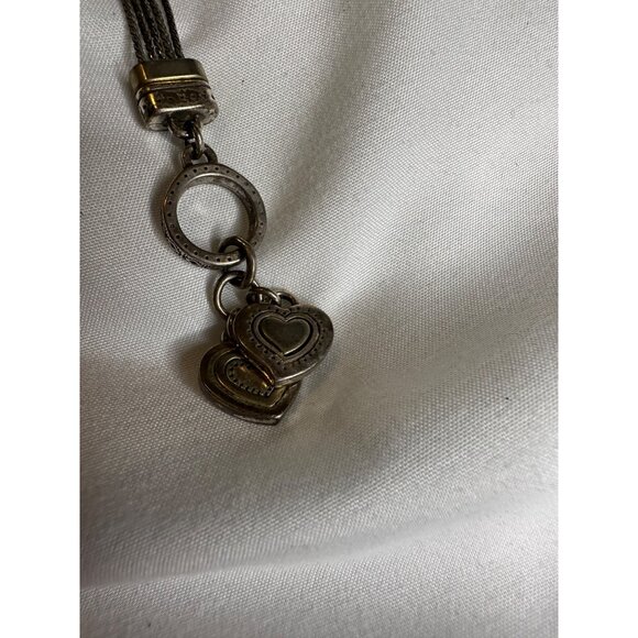 Brighton Heart TwoTone Multi-Strand Toggle Bracelet Silver Gold Accents 7 signed - Picture 9 of 11